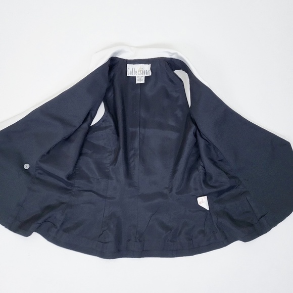 90's Waistcoat Black & White formal double breasted lapel V-neck plunge neckline - Picture 6 of 16